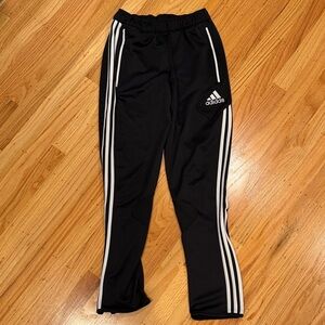 Adidas Kids Black Joggers with White Stripes